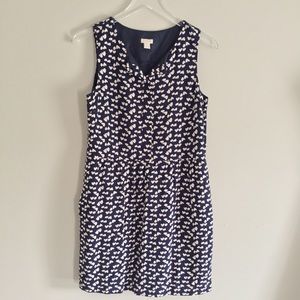 J Crew Navy Heart Printed Dress